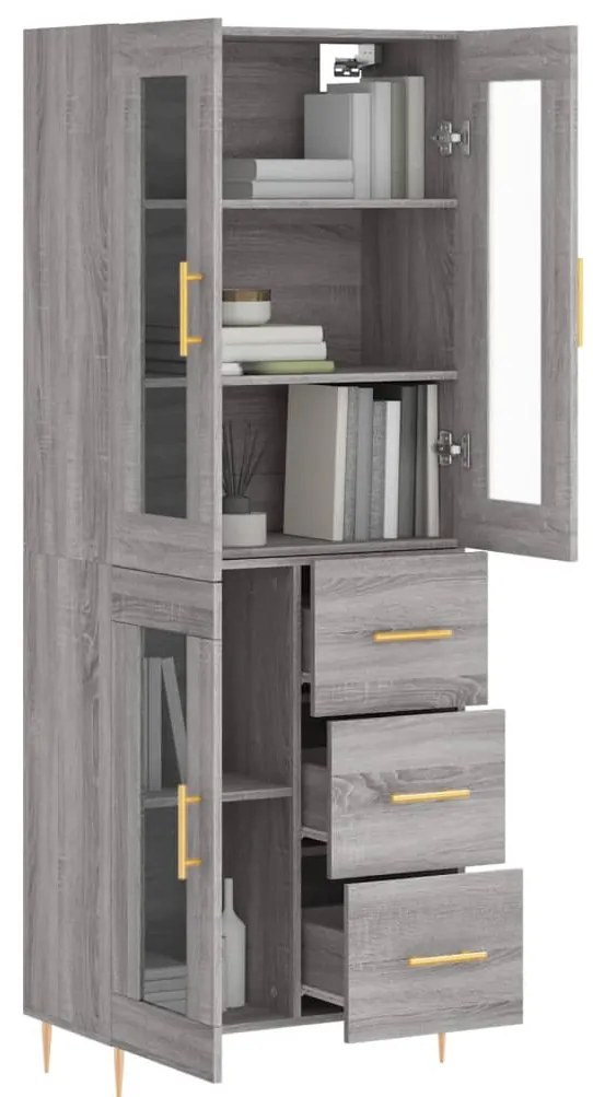 Armário alto 69,5x34x180 cm derivados de madeira sonoma cinza