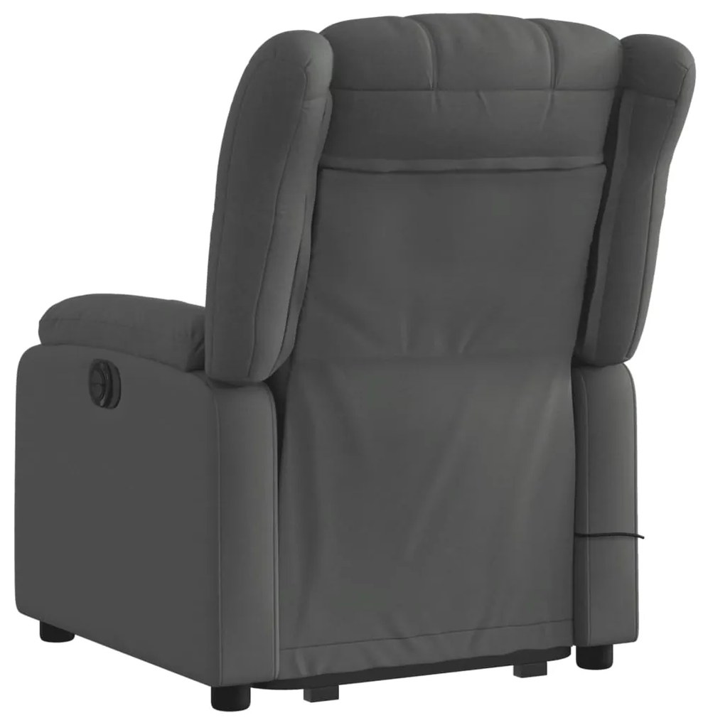 Poltrona elevatória de massagens tecido cinzento-escuro