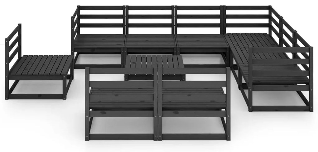 10 pcs conjunto lounge de jardim pinho maciço preto