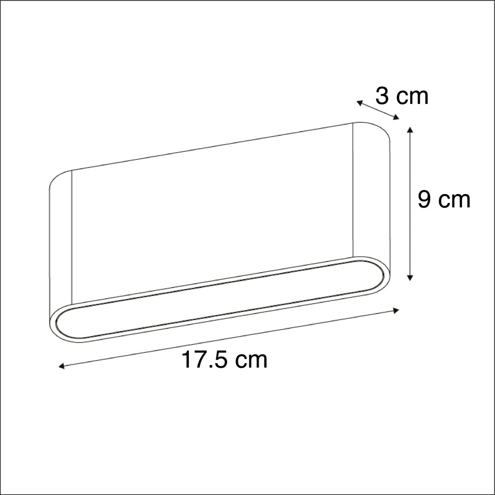Candeeiro de parede branco 17,5 cm com LED IP65 - Batt Moderno