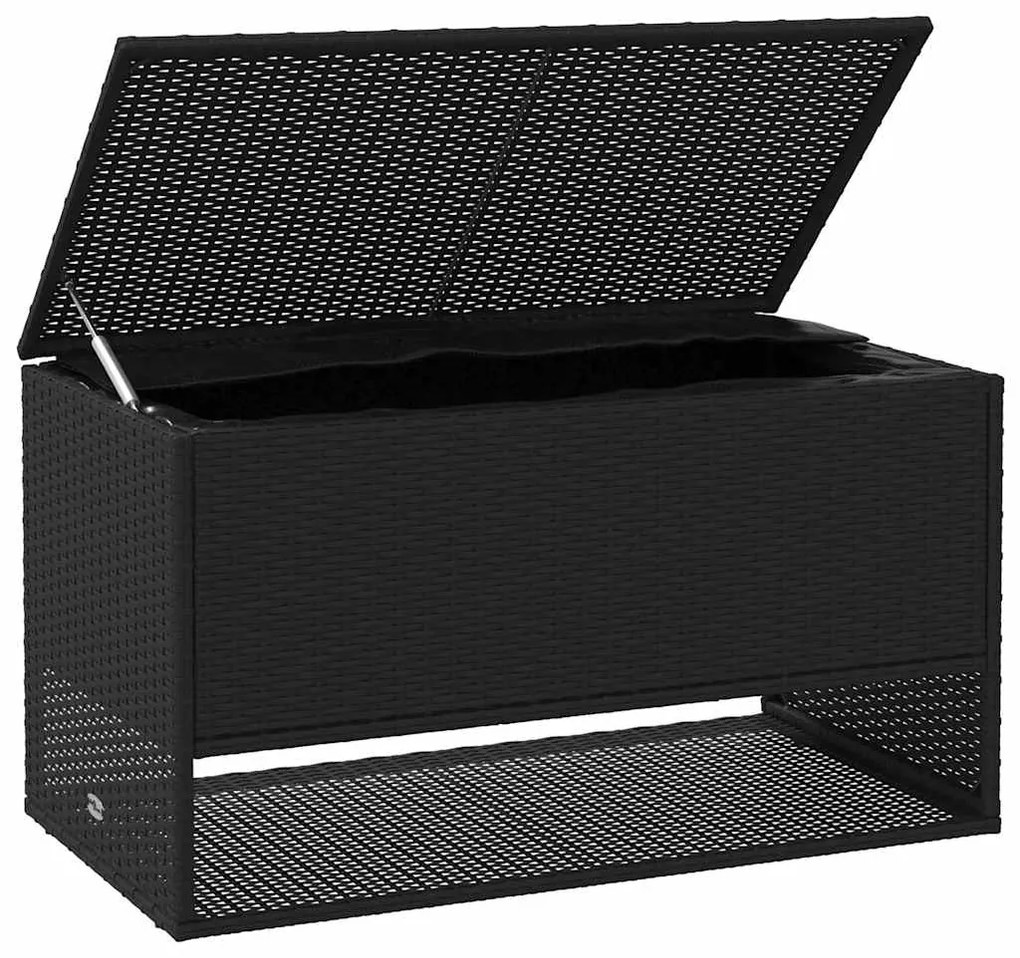Caixa para almofadões de exterior 100x55x55,5 cm vime PE preto