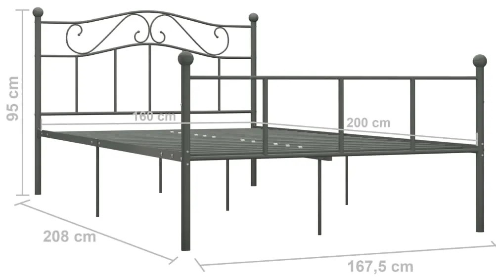 Estrutura de cama 160x200 cm metal cinzento