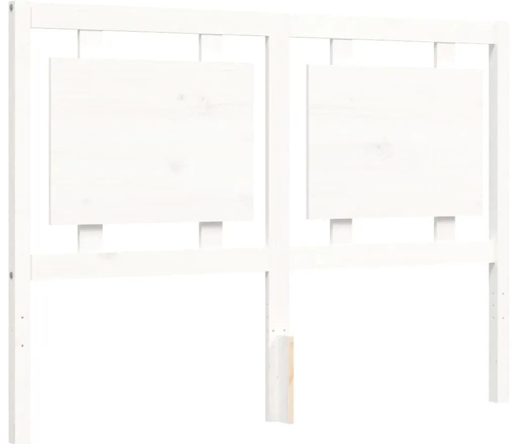 Estrutura de cama com cabeceira 140x190cm madeira maciça branco