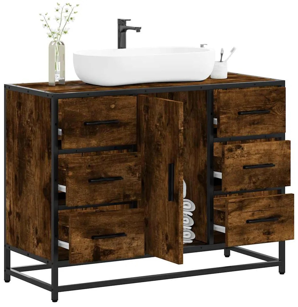 vidaXL Armário lavatório WC 80x33x60 cm deriv. madeira carvalho fumado