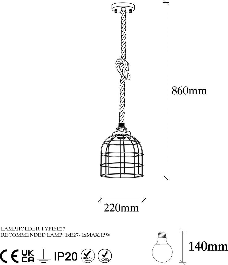 Candeeiro de Teto Endustriyel – Preto e Bege – 22 x 22 cm