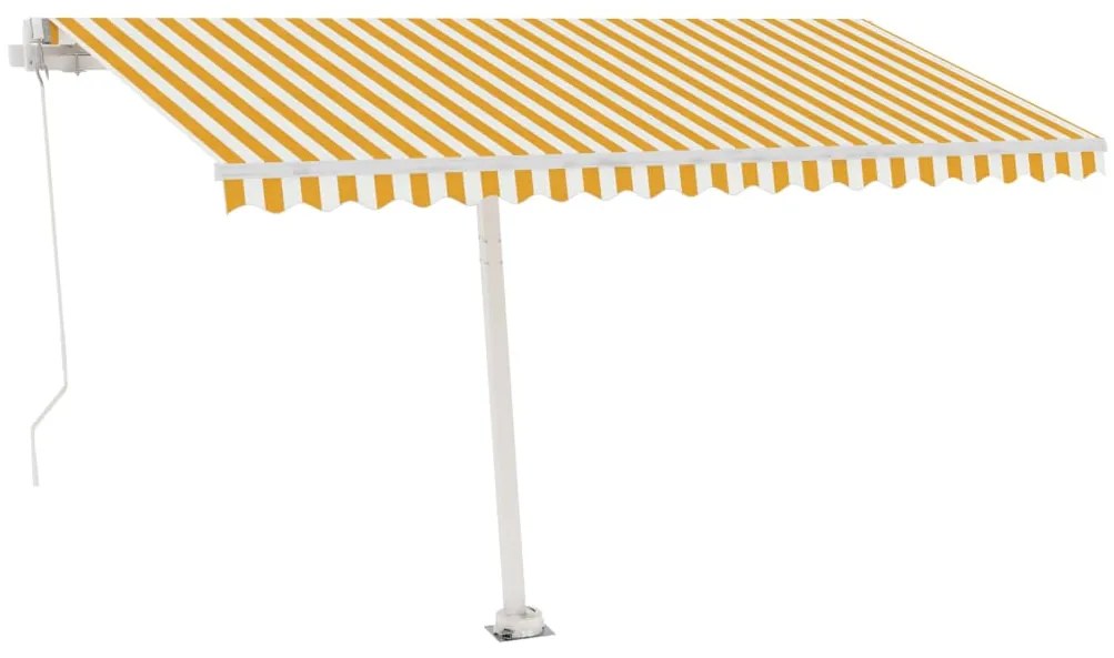 Toldo retrátil manual com LED 450x300 cm amarelo e branco