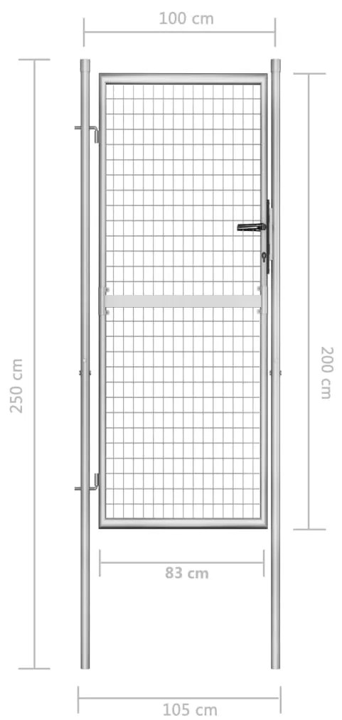 Portão de jardim em aço galvanizado 105x250 cm prateado