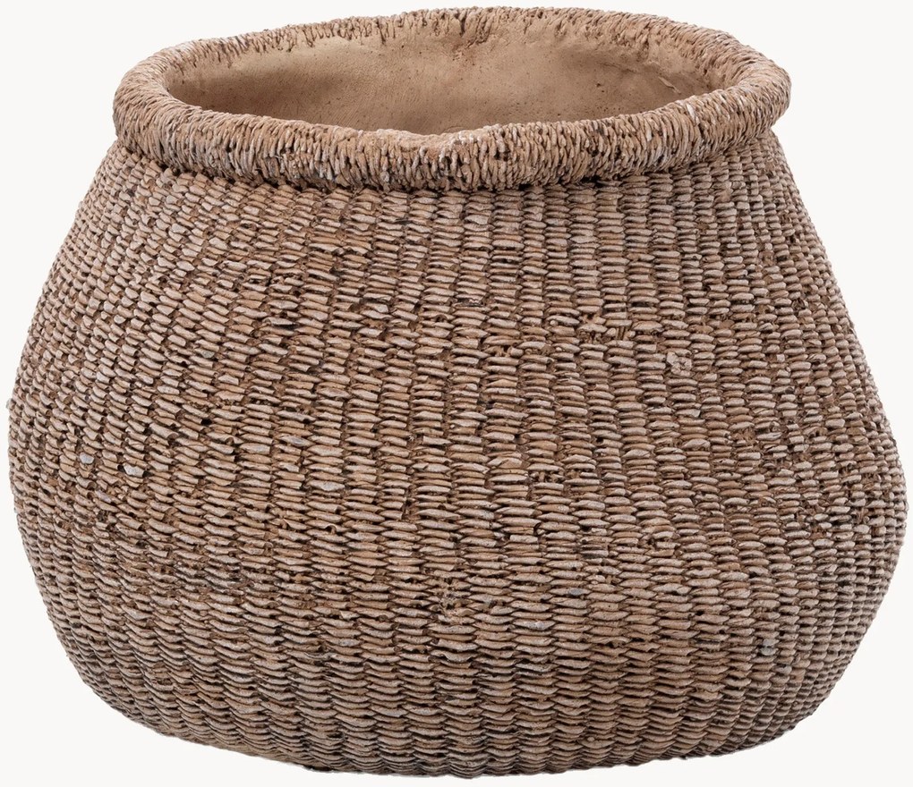 Vaso em betão artesanal Faux-Puff, Alt 19 cm
