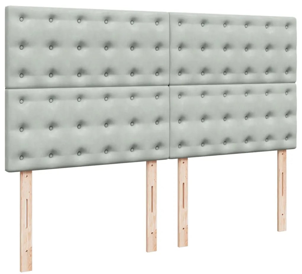 Cama com molas/colchão 200x200 cm veludo cinzento-claro