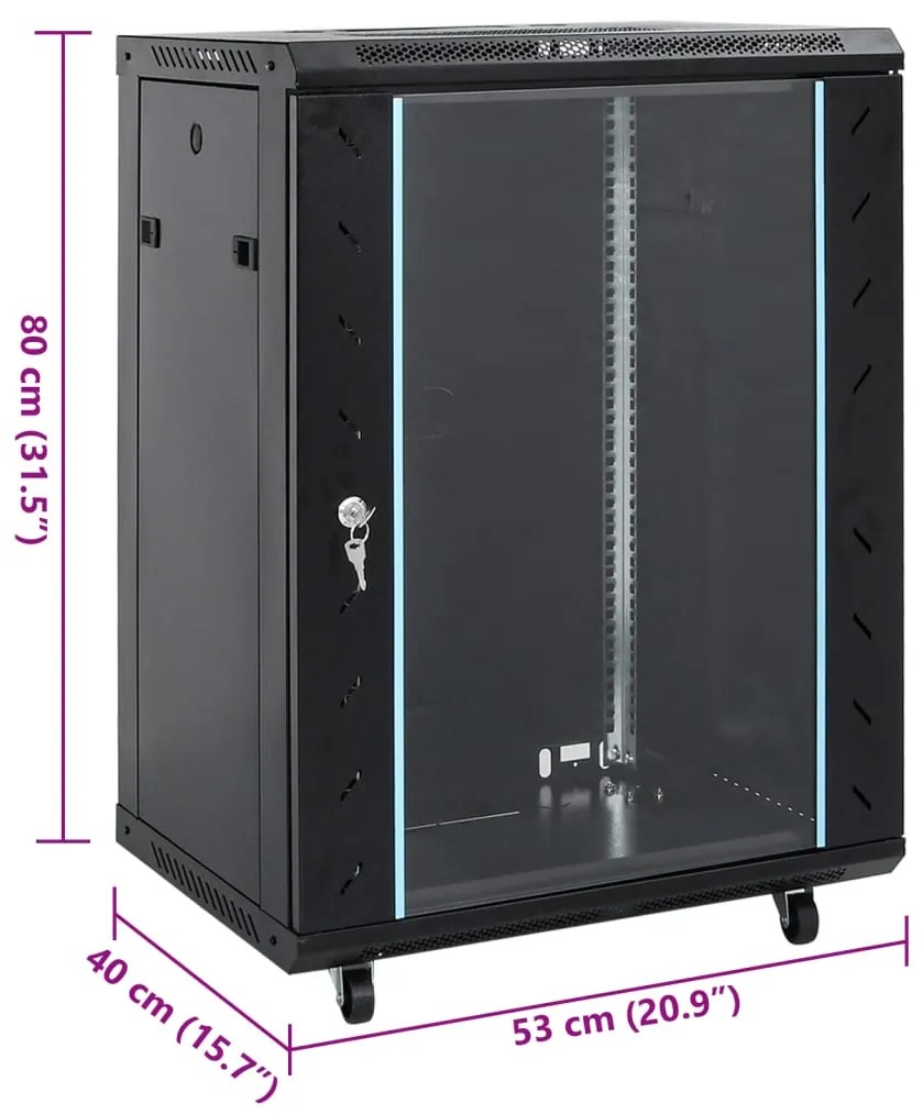 Armário bastidor 15U 19" IP20 60x45x86 cm preto