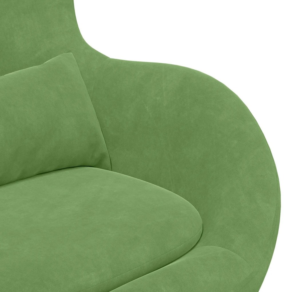 Poltrona Egg vidaXL com Otomana Veludo Verde Claro
