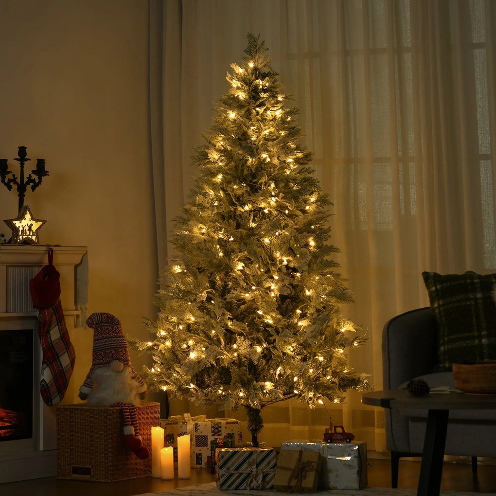 HOMCOM Árvore de Natal Artificial 180 cm com 300 Luzes LED Brancas Que