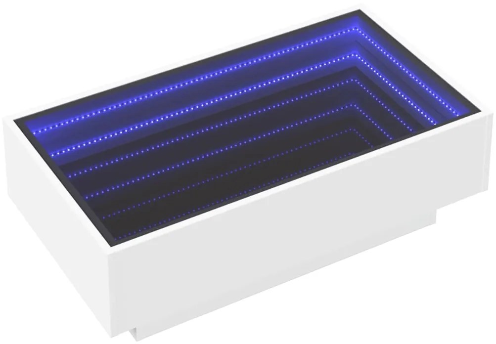 Mesa de centro c/ LEDs 90x50x30 cm derivados de madeira branco