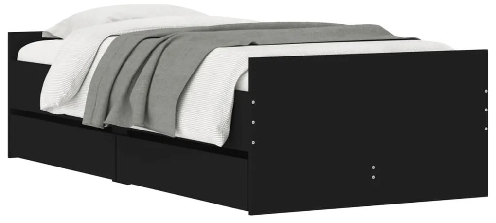 Estrutura de cama com gavetas 90x190 cm preto