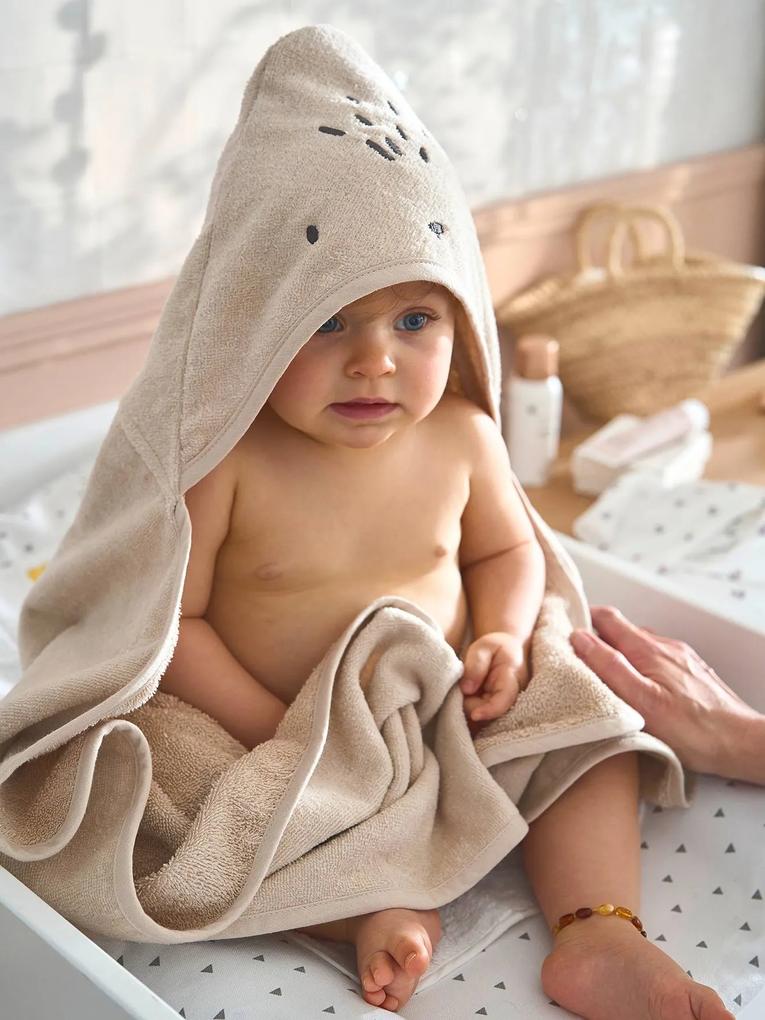 Capa de banho essentiels, com algodão reciclado, para bebé bege-areia