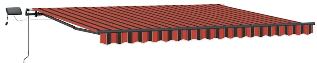 Toldo Retrátil Manual com LED em Laranja e Castanho 400x350 cm