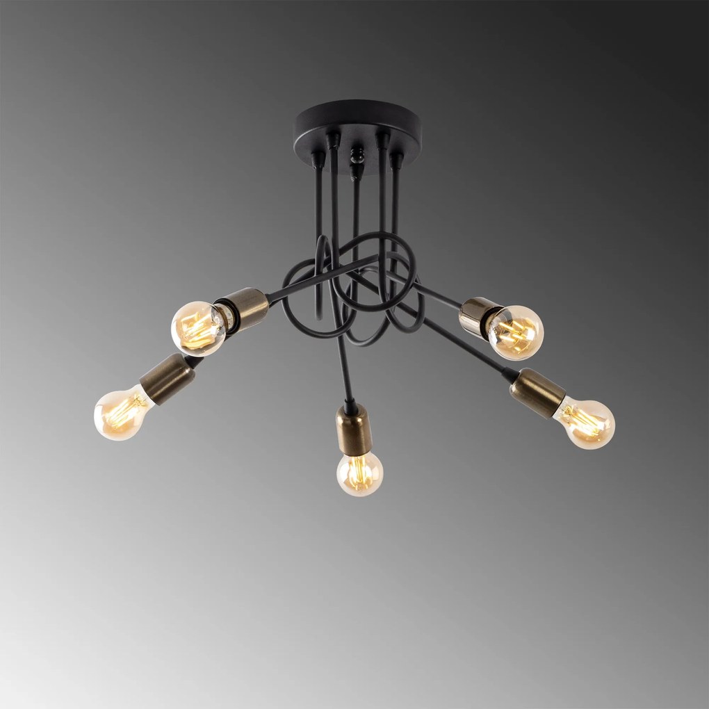 Candeeiro de Teto Viraj – Preto Antigo – 46 x 46 cm