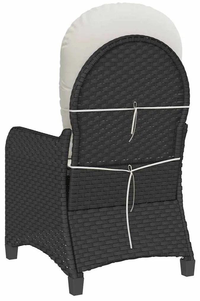Cadeira Reclinável vidaXL com Almofada Rattan Preto