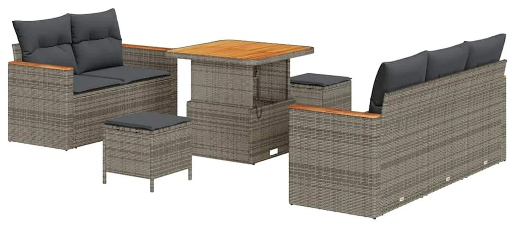 Conjunto de Sofás para Jardim vidaXL de 8 Peças com Almofadas Cinza Ra