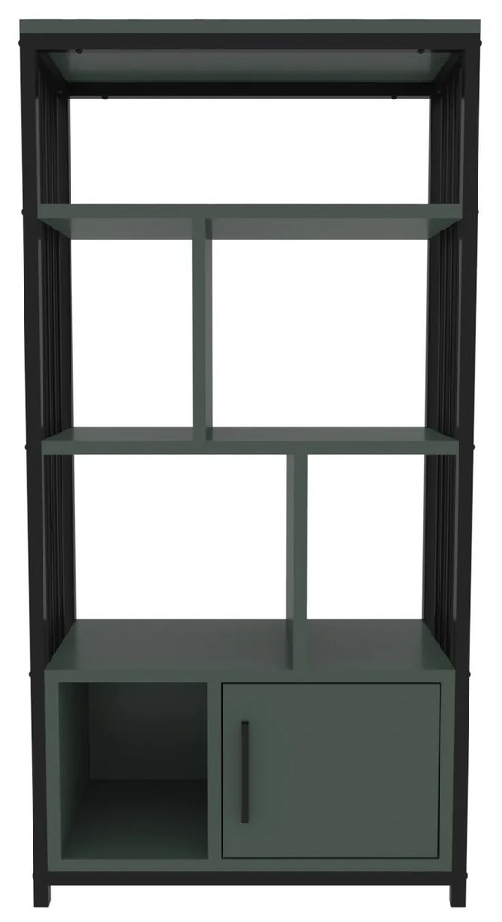 Estante Valero – Preto e Verde – 60 cm x 120 cm x 29,6 cm