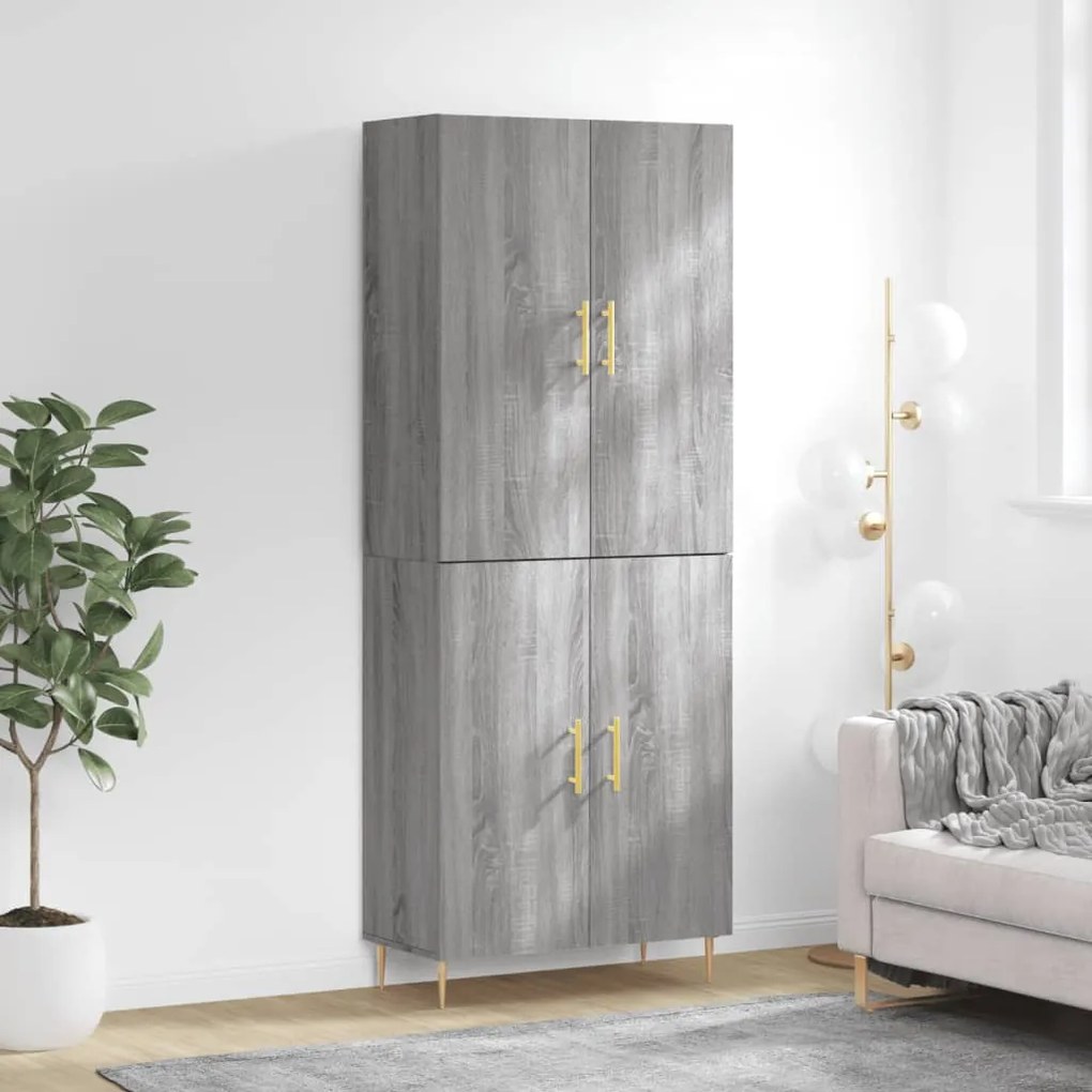 vidaXL Armário alto 69,5x34x180 cm derivados de madeira sonoma cinza
