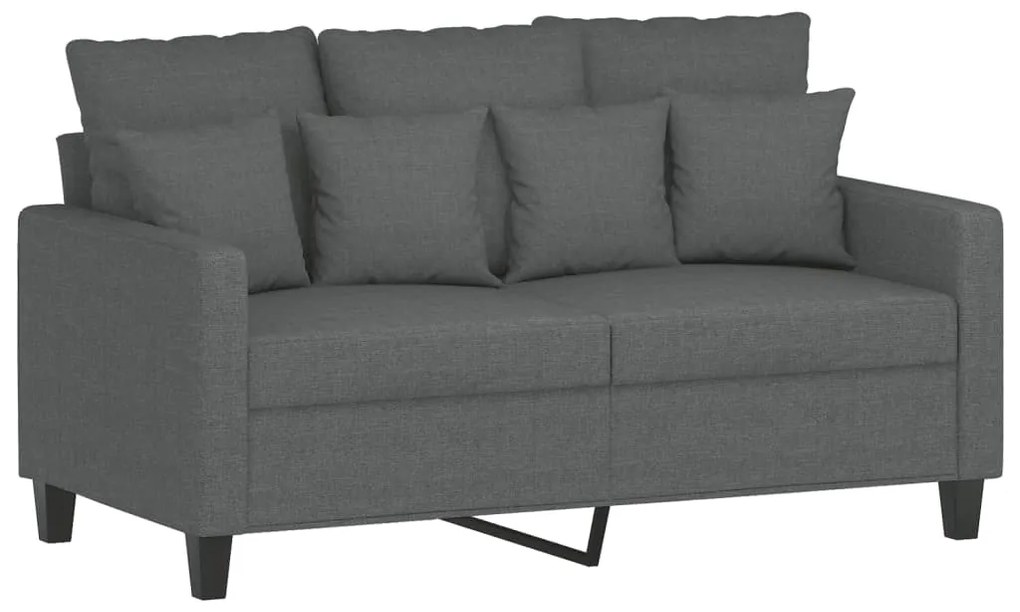 2 pcs conjunto de sofás com almofadões tecido cinzento-escuro