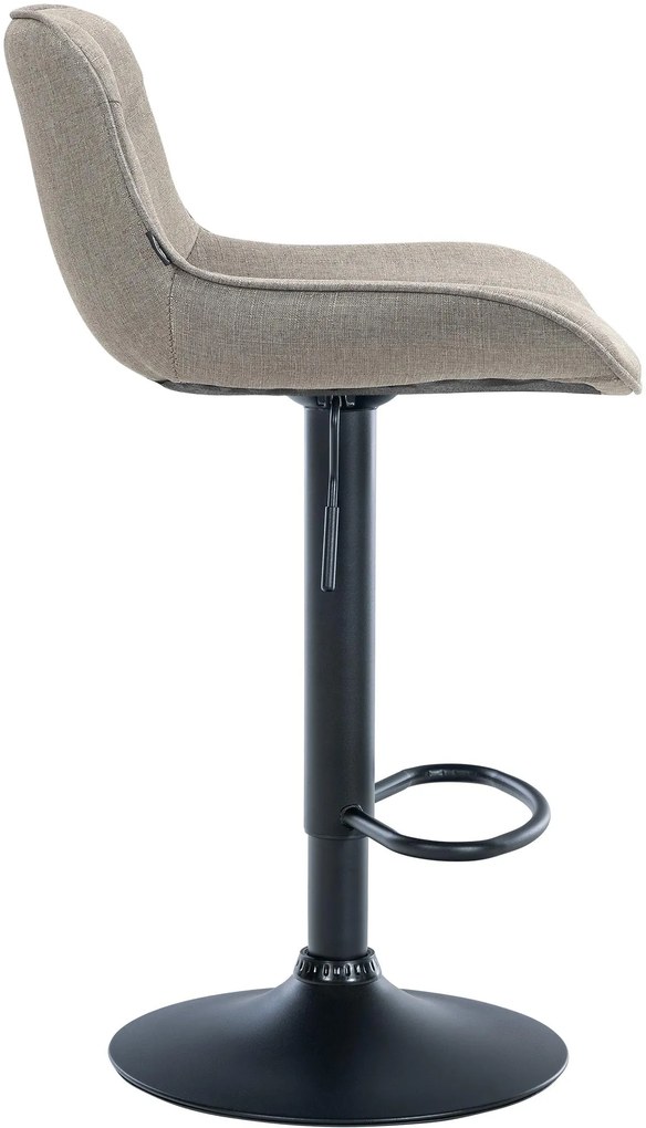 Banco alto em tecido com estrutura preta 85-106 x 49 x 51 cm castanho acinzentado