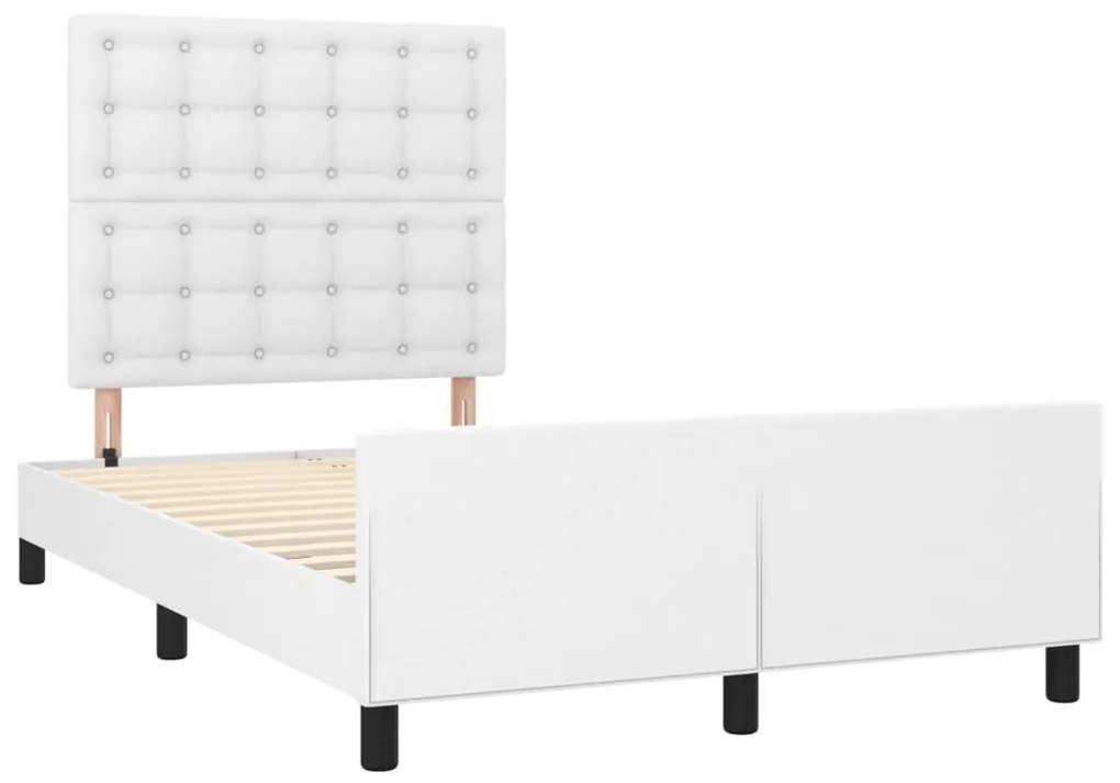 Estrutura de cama sem colchão 120x190cm couro do falso branco
