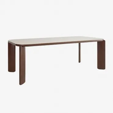 Rectangular Dining Table 200x100 Cm In Tempered Glass And Mdf Nilea Tapioca Bege - Sklum