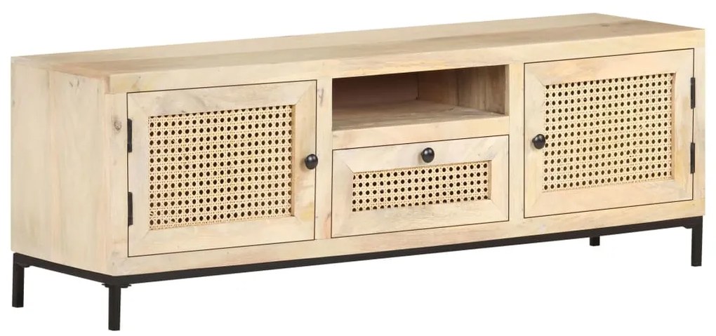 vidaXL Móvel de TV 120x30x40 cm mangueira maciça e palhinha natural