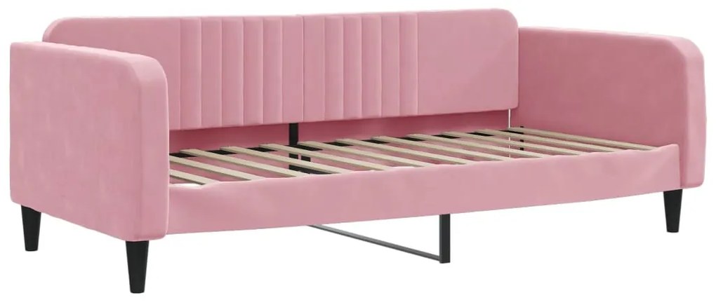 Sofá-cama com colchão 90x200 cm veludo rosa