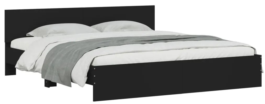 Estrutura cama c/ cabeceira e luzes LED 180x200 cm preto