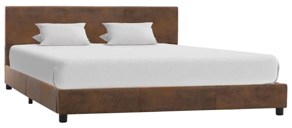 vidaXL Estrutura de cama 120x200 cm camurça artificial castanho