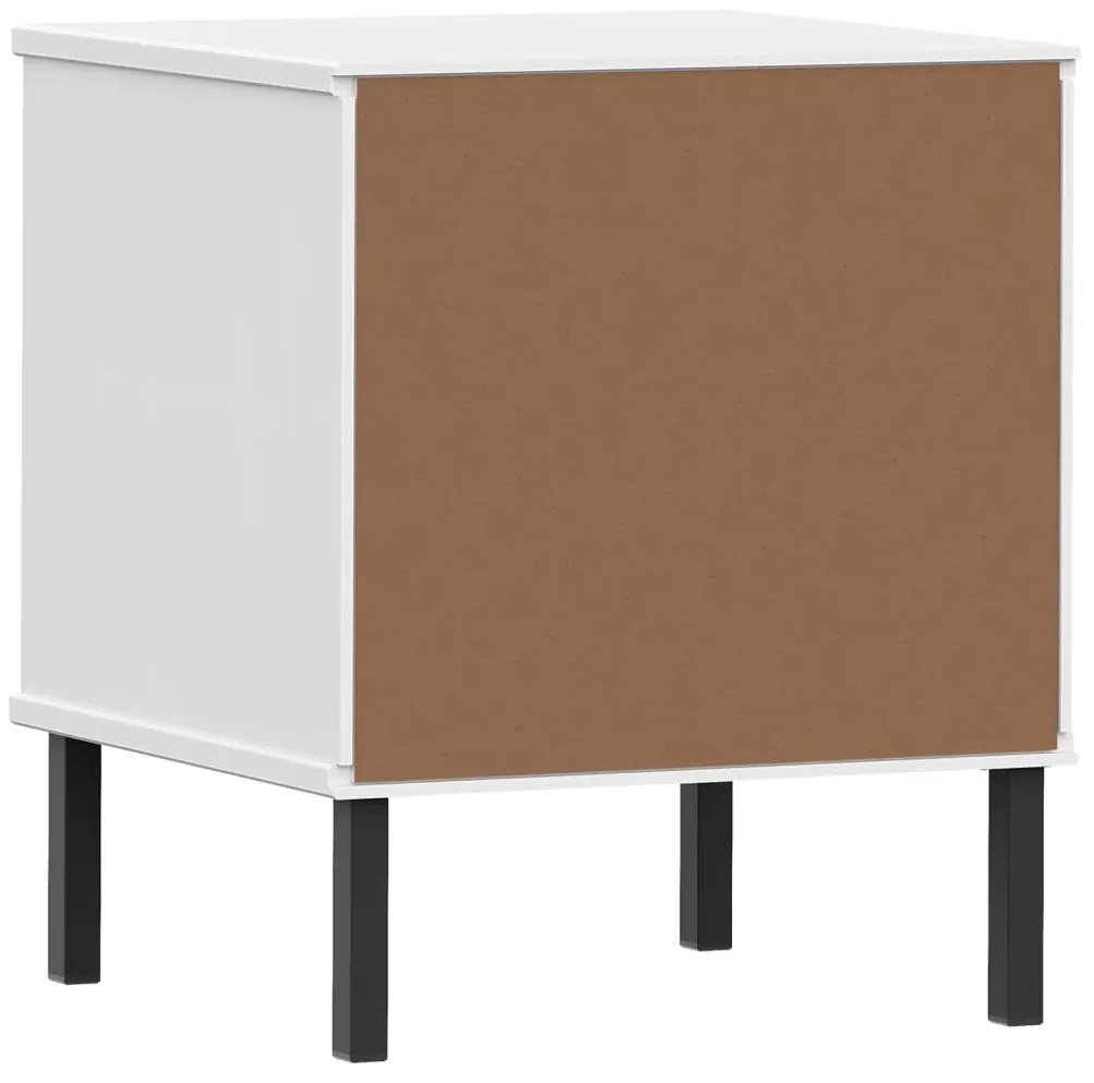 Mesa cabeceira c/ pernas de metal OSLO pinho maciço branco