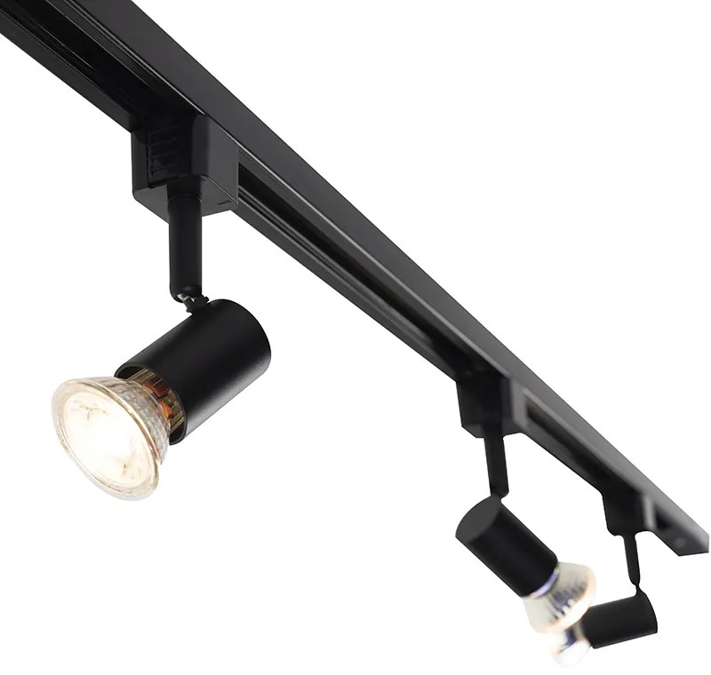 Sistema de calhas de iluminação moderno com 3 focos pretos monofásicos - Iconic Jeany