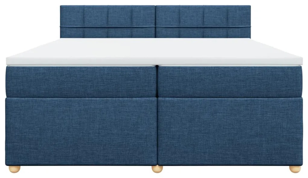 Cama com molas/colchão 200x200 cm tecido azul