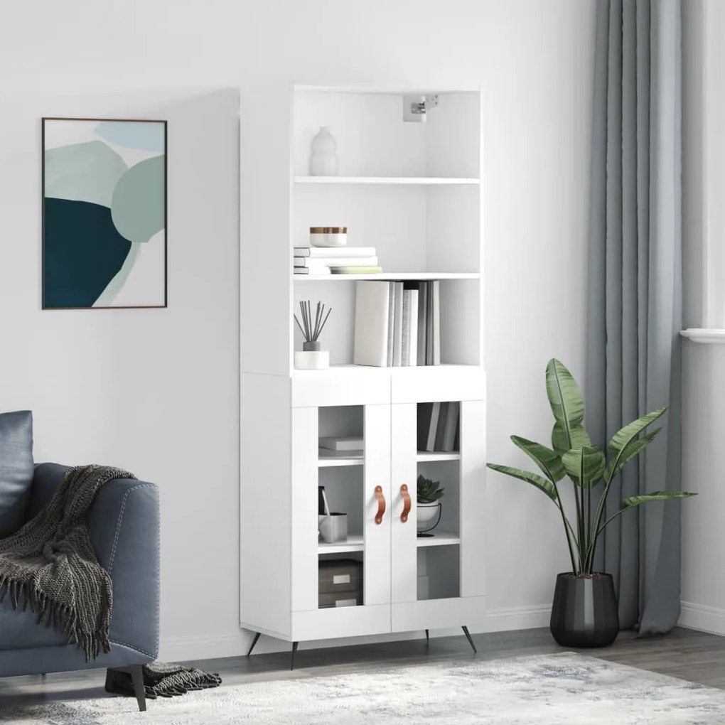 Armário alto 69,5x34x180 cm derivados de madeira branco