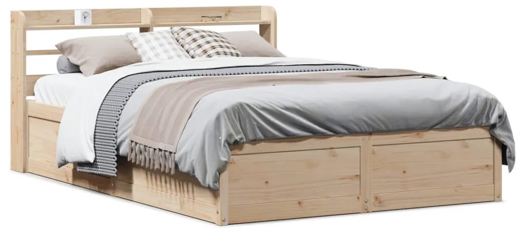 Estrutura de cama com cabeceira 160x200 cm pinho maciço