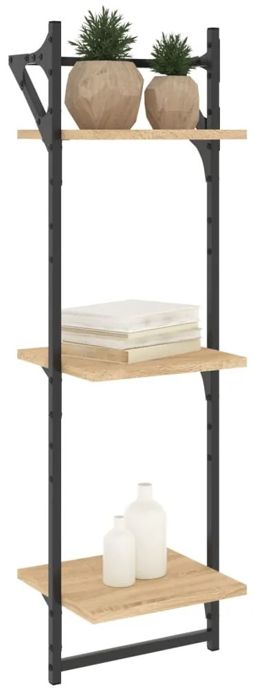 Estante 3 prateleiras + barras 2pcs 30x25x100cm carvalho sonoma
