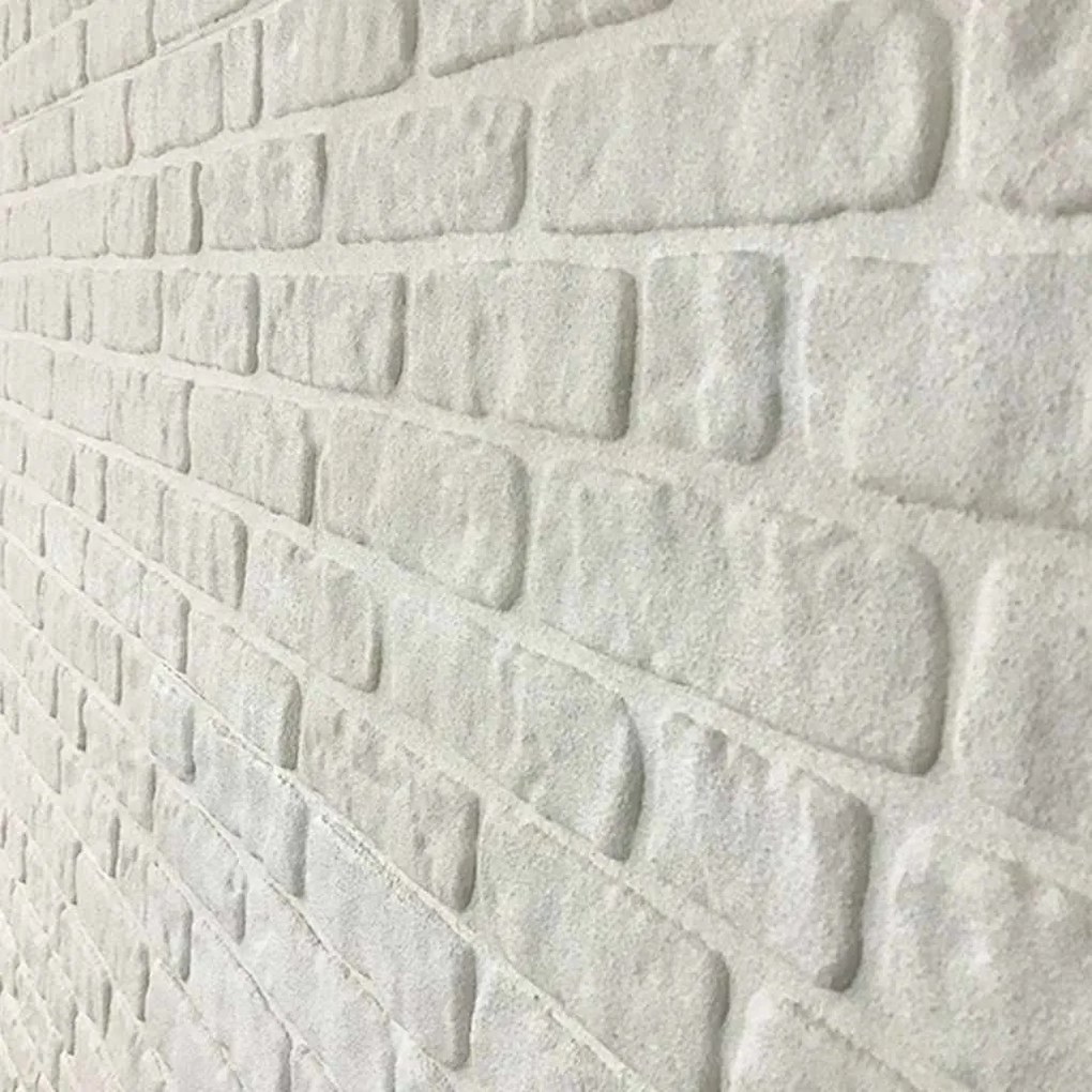 Painéis de parede 3D c/ design tijolos branco 10 pcs EPS