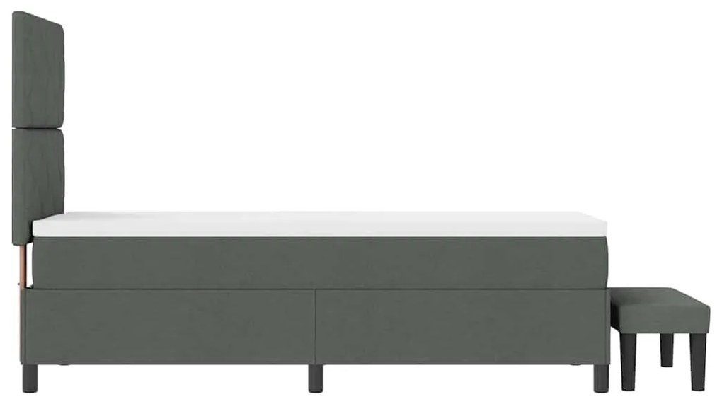 Cama Box Spring com Colchão e Banco Cinza Escuro 80x200 cm Tecido