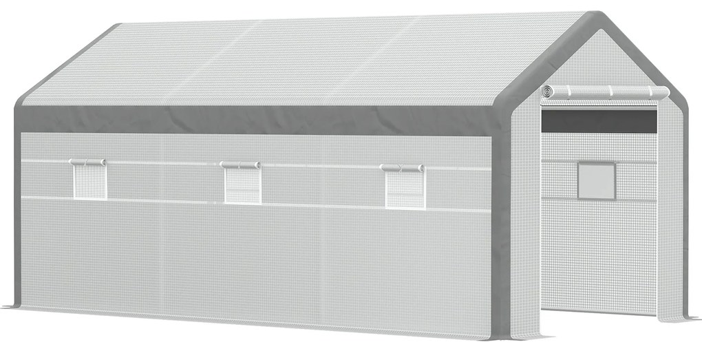 Estufa Jardim com 2 portas e 6 janelas enrolaveis 600x300x280 cm Branc