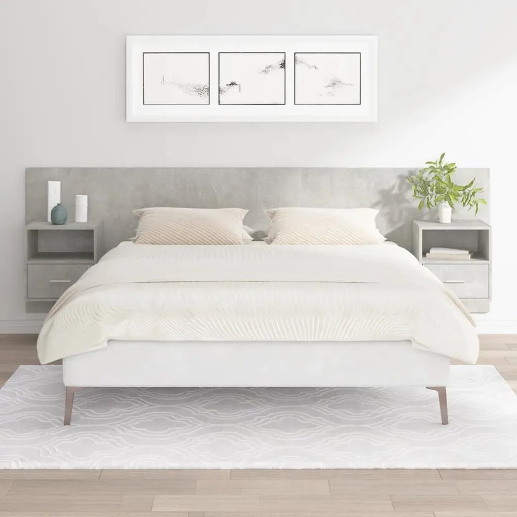 vidaXL Cabeceira de cama com armários madeira processada cinza cimento