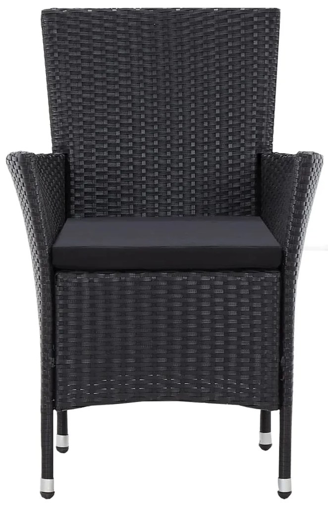 5 pcs conjunto de jantar para jardim vime PE preto