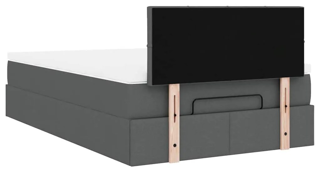 Cama otomana com colchão 120x200 cm tecido cinzento escuro