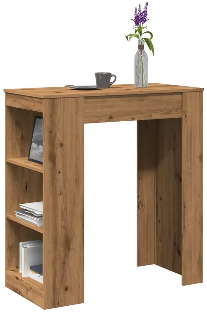 vidaXL Mesa de bar c/ prateleiras derivados madeira carvalho artisiano