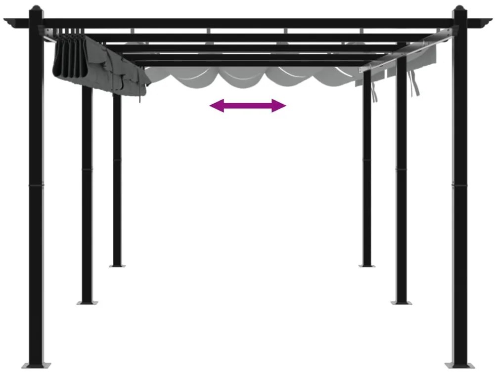 Gazebo de jardim com teto retrátil 3x6 m alumínio antracite