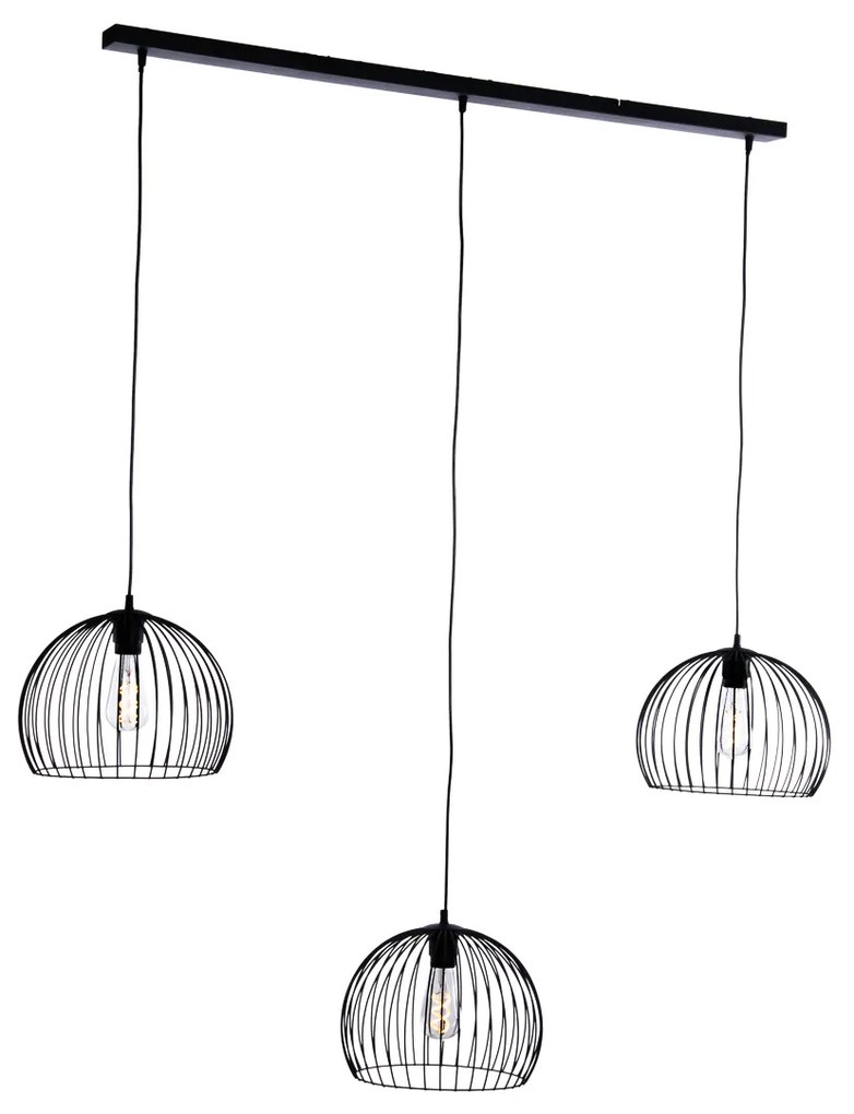 Candeeiro de suspensão moderno preto 3 luzes - Koopa Moderno