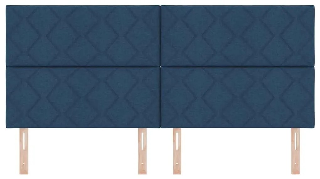 Cabeceira Azul 200 cm com Design de Blocos de Diamante em Tecido