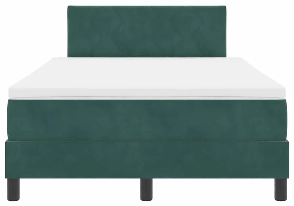 Cama Box com Colchão vidaXL Verde Escuro Pequeno Duplo Veludo